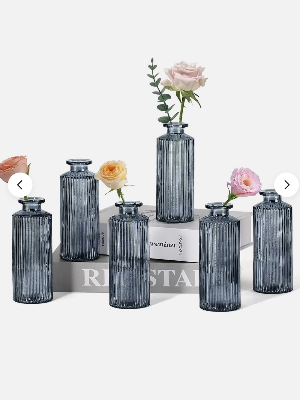 6 Pcs 5.2 Inch Blue Glass Mini Bud Vases (2)